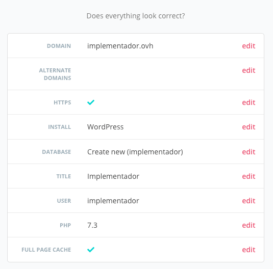 configurando nuevo sitio spinupwp